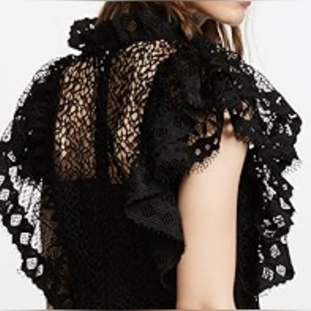 Anine Bing Penelope Lace Ruffle Teired Mini Dress Size M NWT - Picture 3 of 16